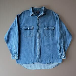 Vintage Abercrombie & Fitch Shirt Large Blue Heavy Overshirt Workwear New York